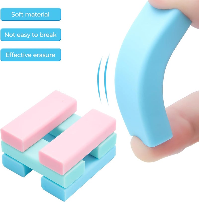 MG 6 Pack Sliding Retractable Rubber Erasers, Push-Pull Large Pencil Erasers with Transparent Plastic Sleeve, Soft Rubber Erasers for Office, Drafting, and Everyday Use - Image 2